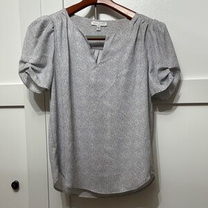 Chic Gray Puff Sleeve Blouse